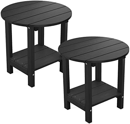 MXIMU Round Outdoor Side Table Adirondack Tables 18 Inch Chairside End Tables with Storage Shelf,... | Amazon (US)