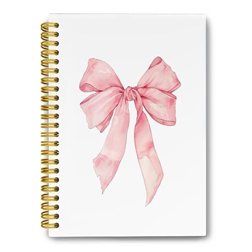 LiTiu Pink Cute Coquette Preppy Spiral Journaling Notebook, Aesthetic Notebook for School Teen Girls Women, Trendy Funky Hardcover Spiral Campus Notebooks 80 Sheets 5.8x8.3 | Amazon (US)