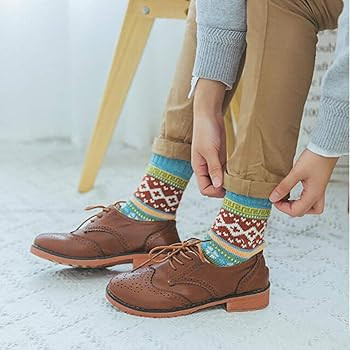 YZKKE 5Pack Womens Vintage Winter Soft Warm Thick Cold Knit Wool Crew Socks, Multicolor, free siz... | Amazon (US)