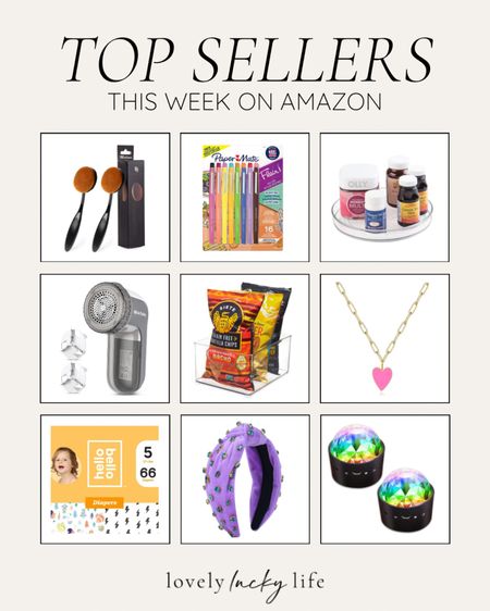 this week’s top sellers on amazon | makeup foundation brushes, scented flair pens, lazy susan organizer, fabric and lint shaver, clear bins, enamel heart necklace, hello bello diapers, valentine’s headbands for women, disco ball for the car

#LTKSeasonal #LTKFind #LTKhome