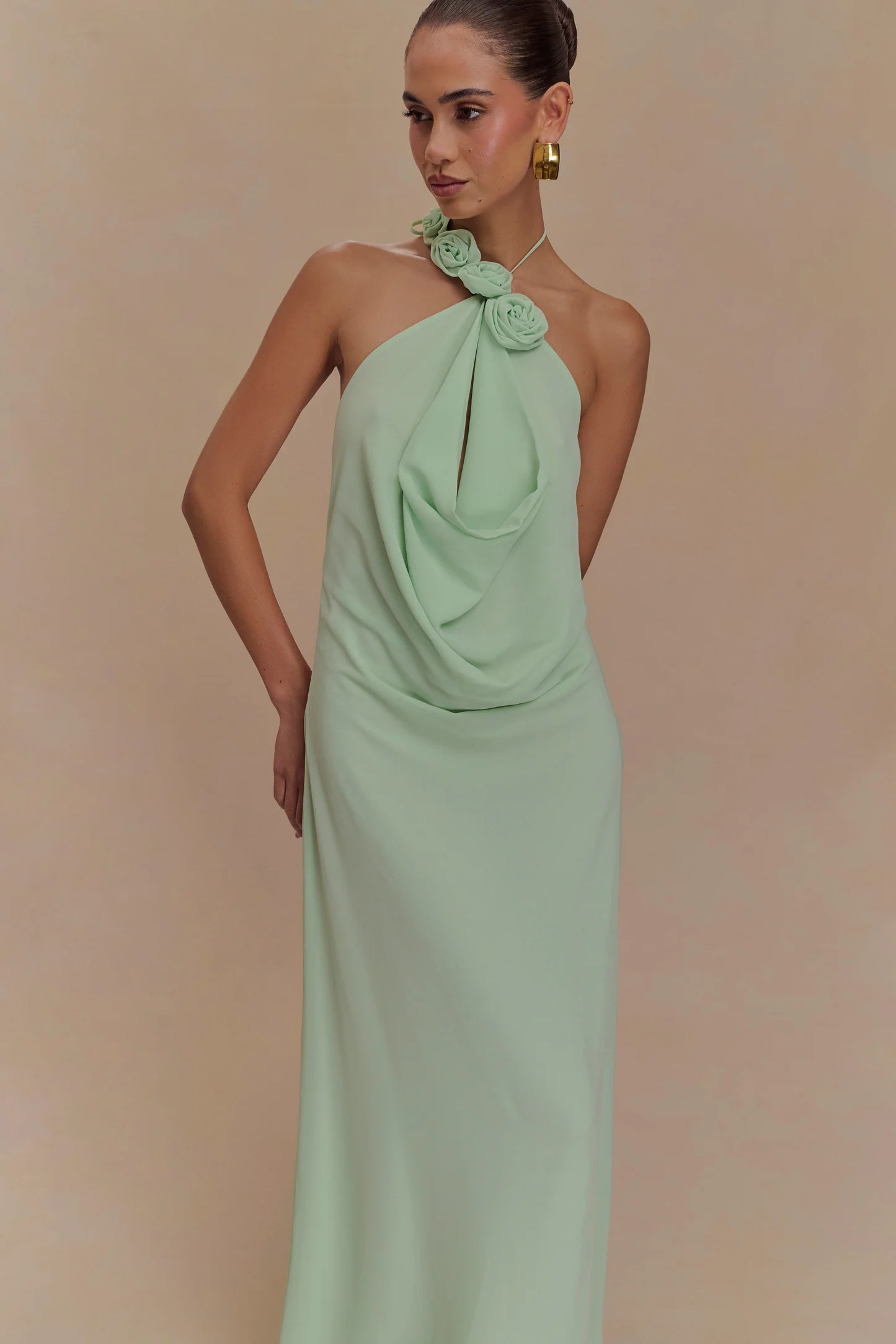Rosalia Cowl Neck Maxi Dress - Sage | MESHKI US
