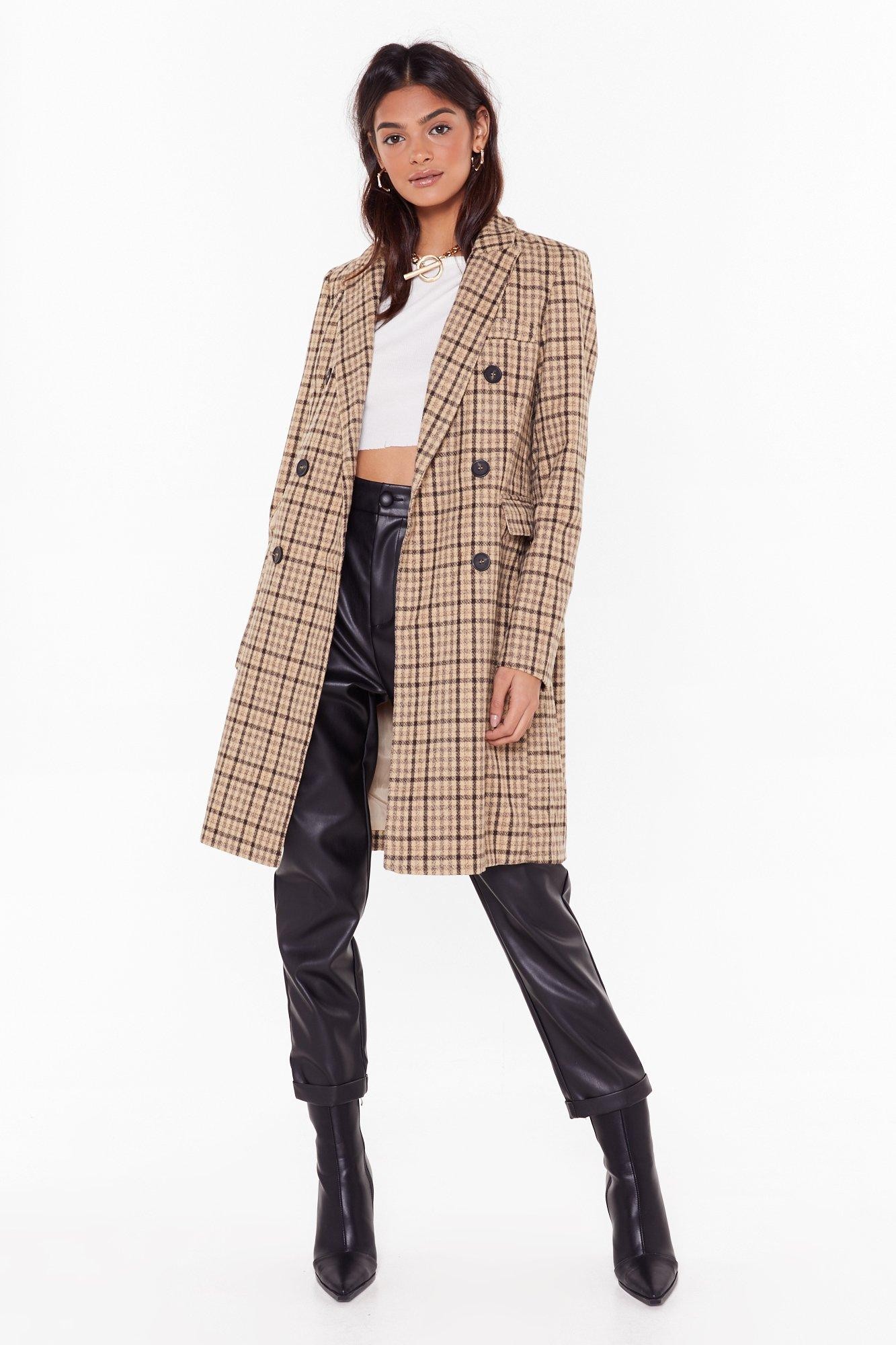 Checking Out Double Breasted Coat | NastyGal (US & CA)