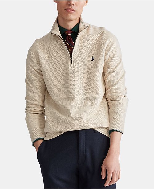 Men's Cotton Quarter-Zip Sweater | Macys (US)