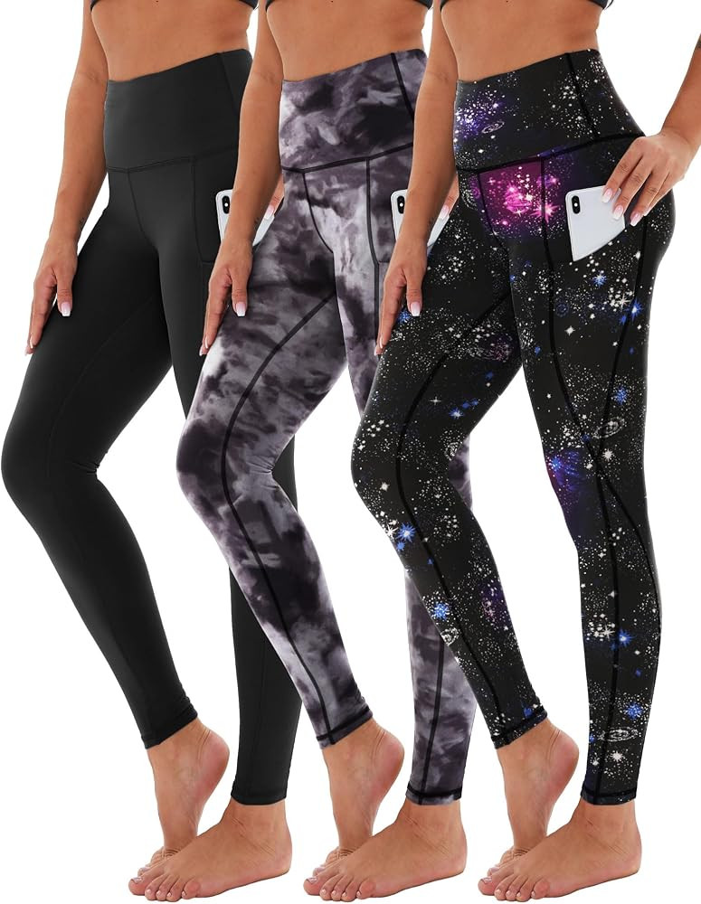 3 Pack Leggings for Women with Pockets, High Waisted Plus Size Workout Compression Yoga Pants(S-4... | Amazon (US)