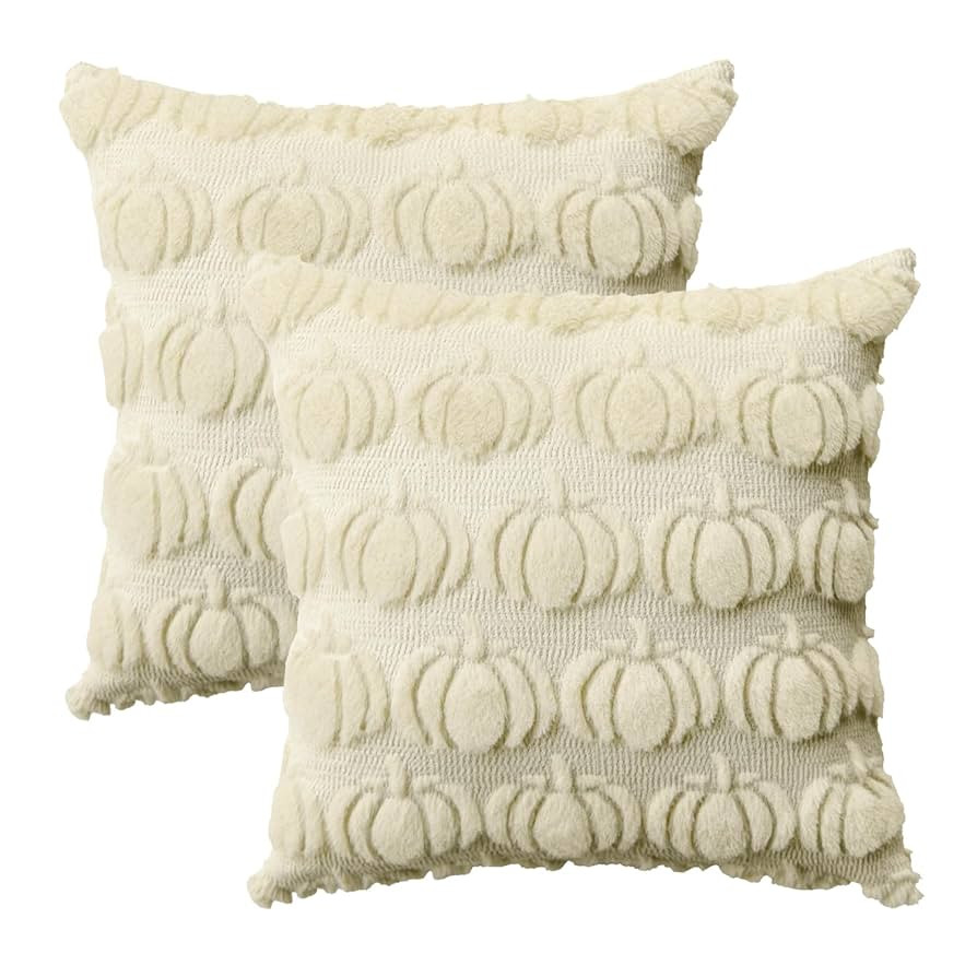 AVOIN colorlife Fall Pumpkin Beige Throw Pillow Covers, 18 x 18 Inch Seasonal Autumn Thanksgiving... | Amazon (US)