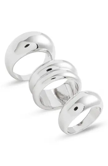 Open Edit Set of 3 Domed Rings in Silver at Nordstrom Rack, Size 9 | Nordstrom Rack