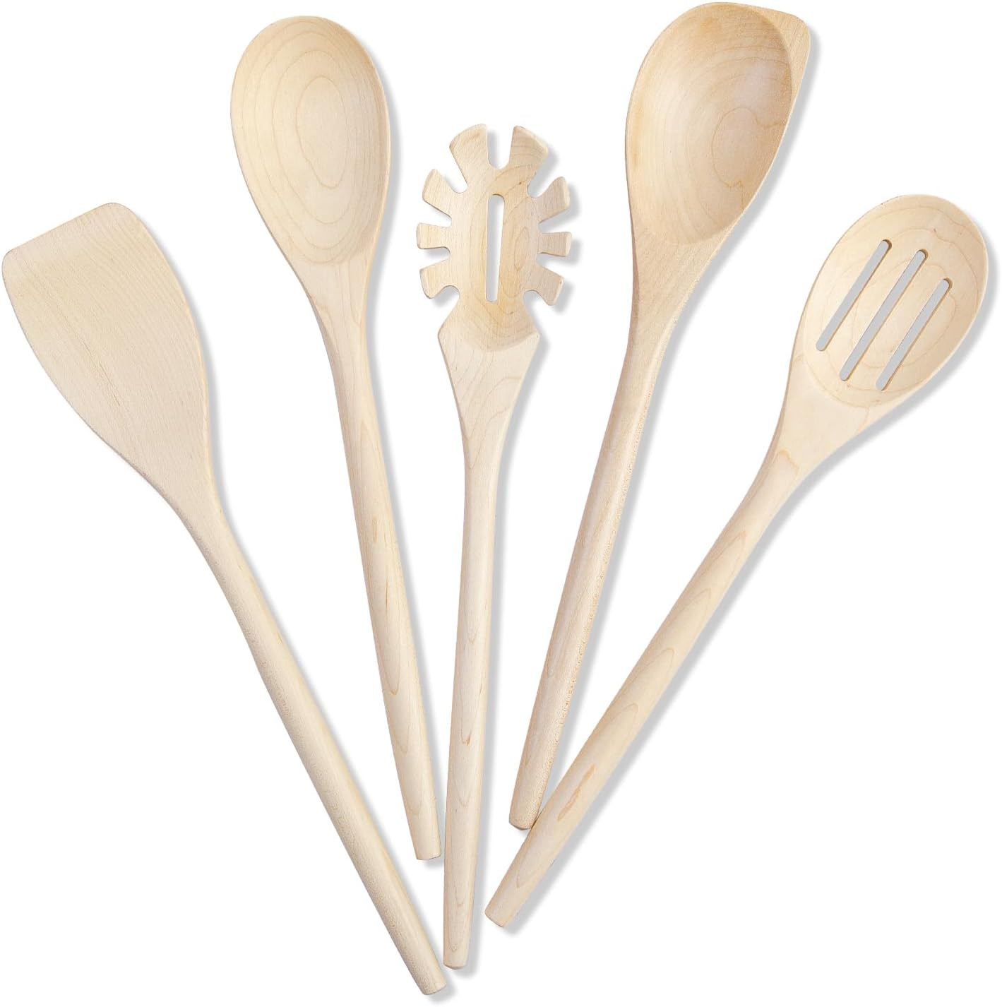 Wooden Spoons for Cooking,14 Inch Comfort Grip Wood Spoons,5 Pieces Wooden Kitchen Utensils for S... | Amazon (US)