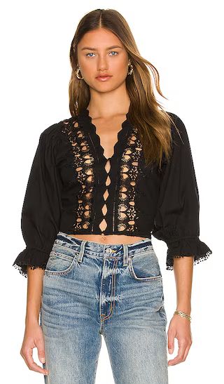Louella Embroidered Top in Black | Revolve Clothing (Global)