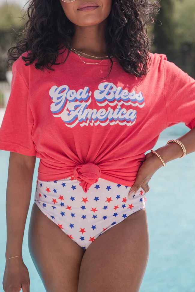 God Bless America Graphic Vintage Red Tee | Pink Lily