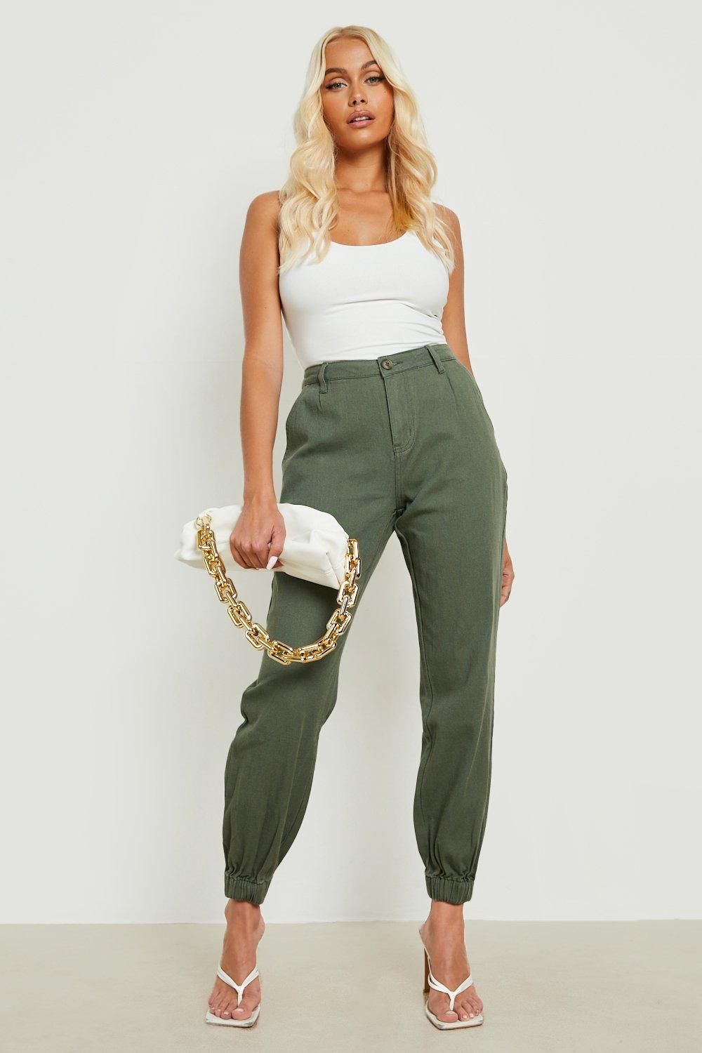 Womens High Waisted Relax Fit Cargo Pants - Green - 6 | Boohoo.com (US & CA)