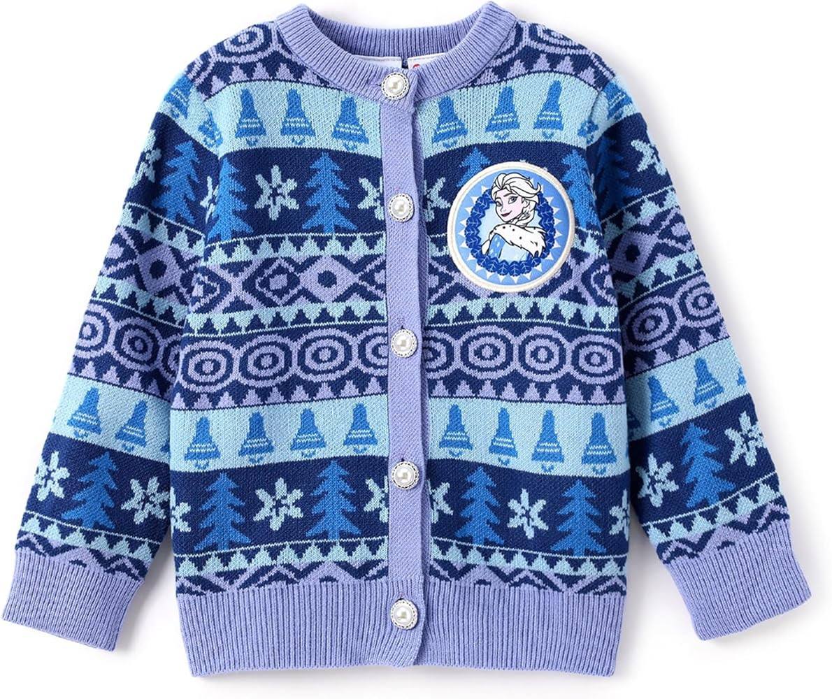 Disney Frozen Elsa Anna Princess Toddler Girl Christmas Sweater: Long Sleeve Crew Neck Knit Pullo... | Amazon (US)