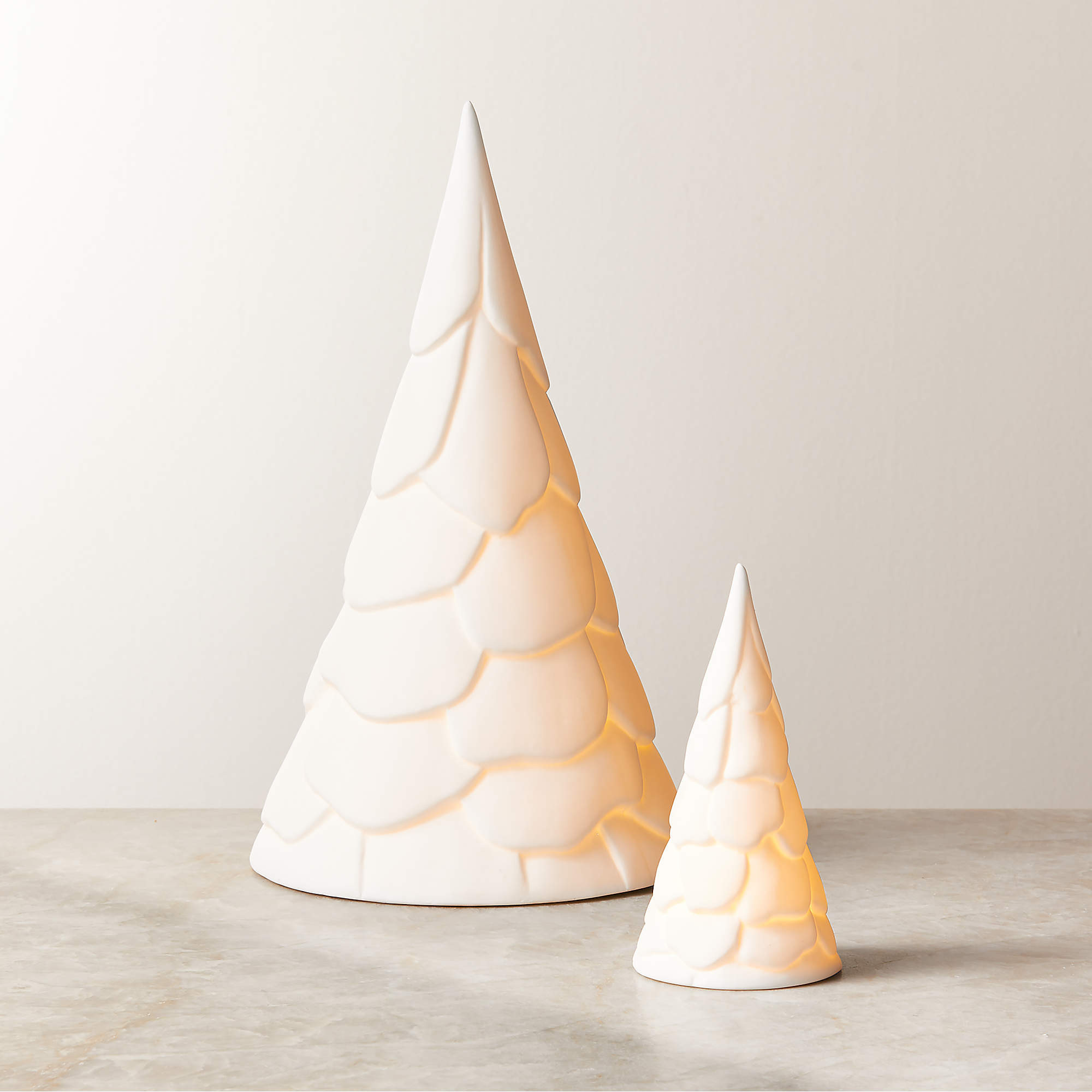 Aspen Bone China Christmas Tree Figure 6" | CB2 | CB2
