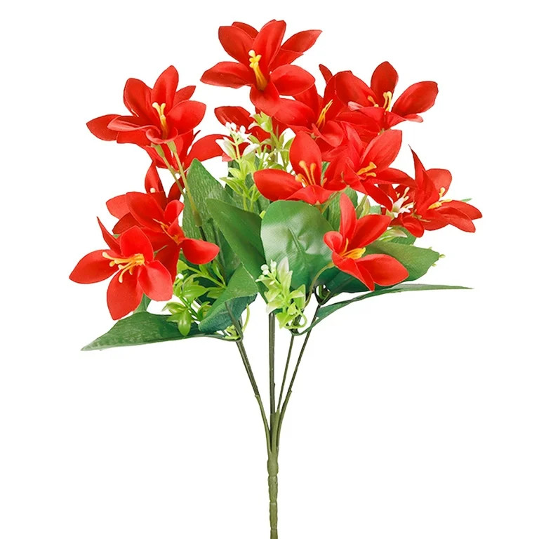 18 Heads Red Artificial Flowers Fake Flowers 13'' Silk Lilies Stem Likelike Plastic Lily Flowers ... | Walmart (US)