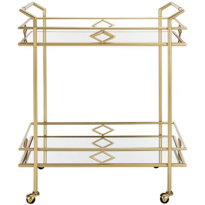 Elspeth 2 Tier Bar Cart - Gold/Mirror - Safavieh | Target