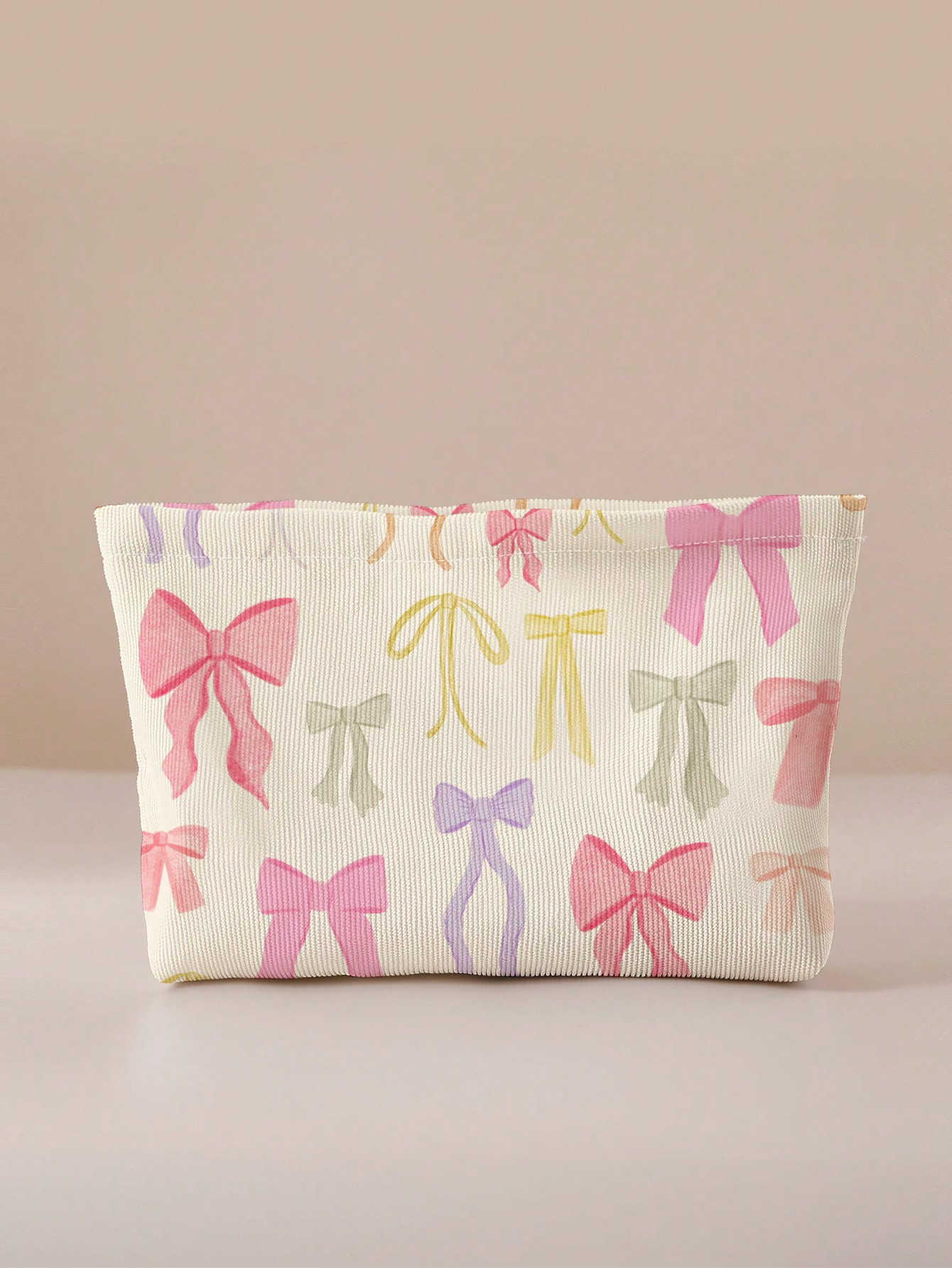 Duchess Plum Artist Girlcore Double-Sided Printed Corduroyt Makeup Bag With Bow Pattern, Holiday ... | SHEIN