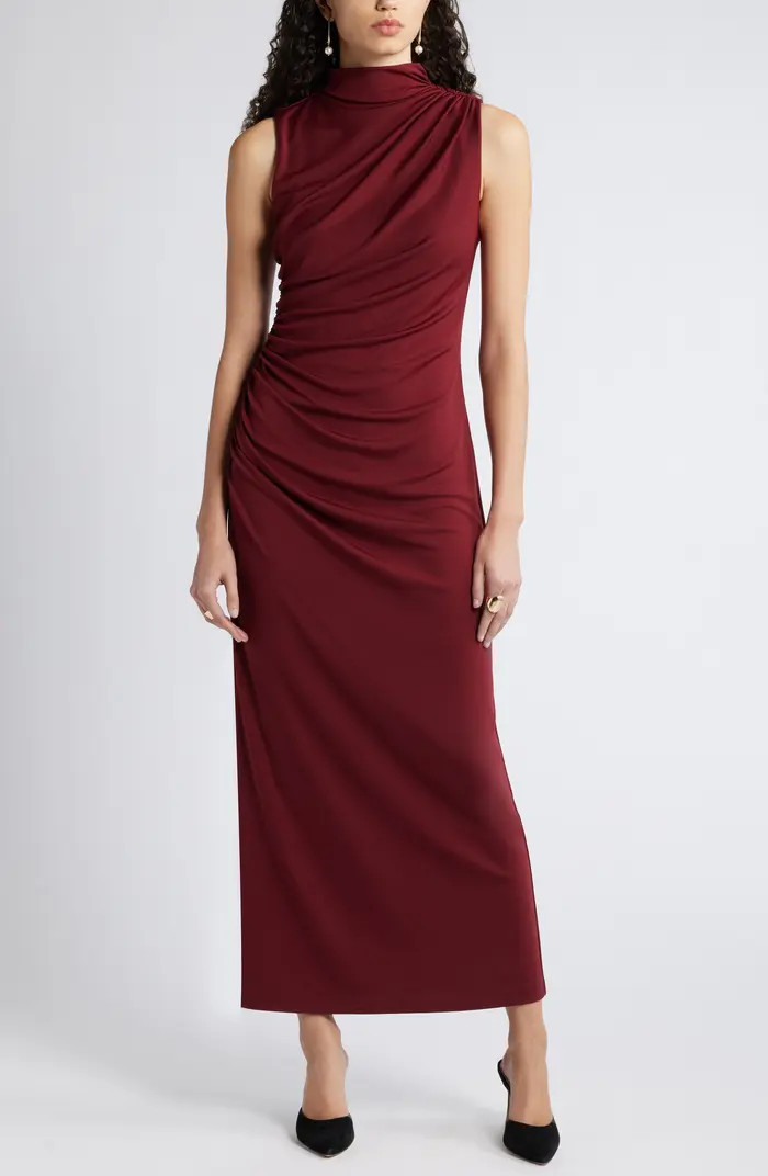 Nordstrom Ruched Mock Neck Sleeveless Maxi Dress | Nordstrom | Nordstrom