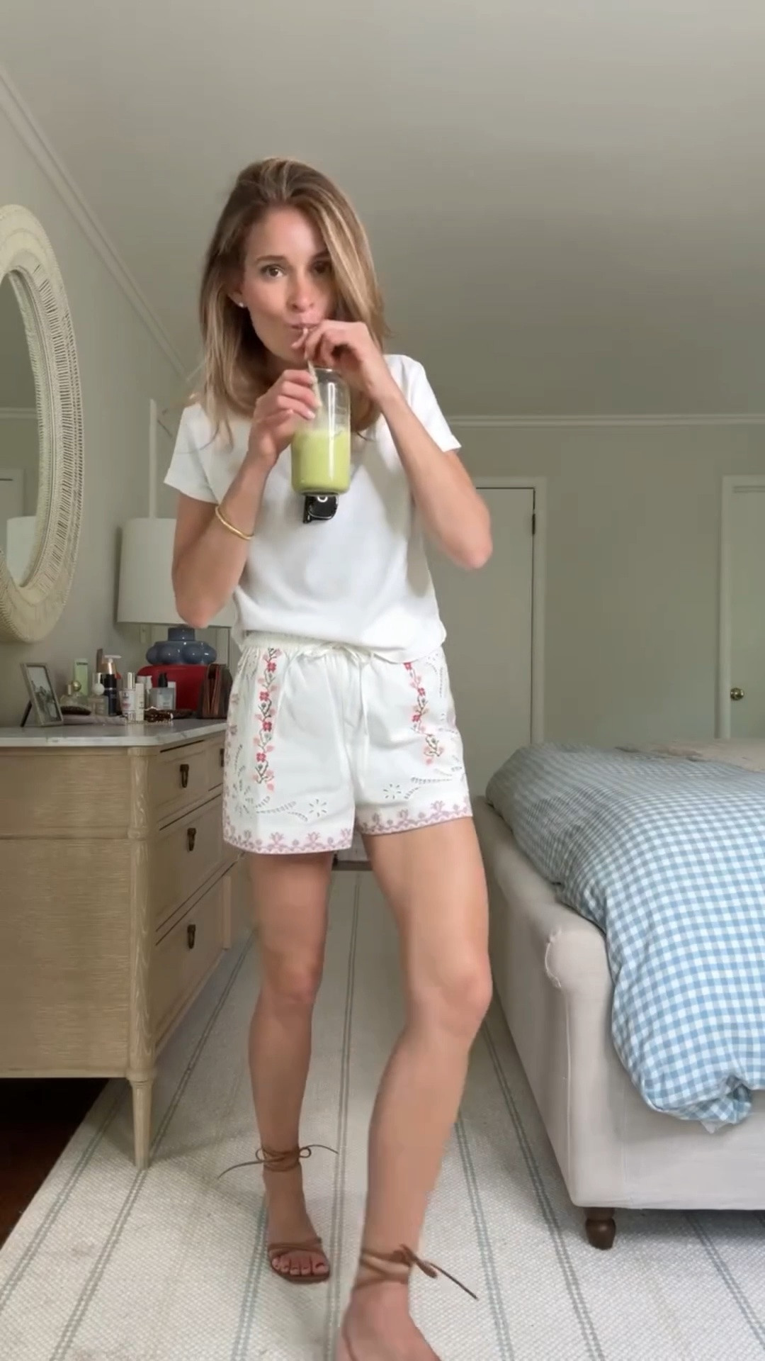 Tuesday GRWM. It’s 94 degrees here and I needed something light! Loving these @SEZANE math shorts in the most beautiful floral print. Such a beautiful summer piece I’ll be reaching for over and over. Easy to pair with a white tee and wrap sandals or a white button down. 

Tee: Wearing a small, Shorts: Wearing a size 26 

#ootd #outfitoftheday #everydayoutfits

#LTKgrwm #LTKootd #LTKSeasonal