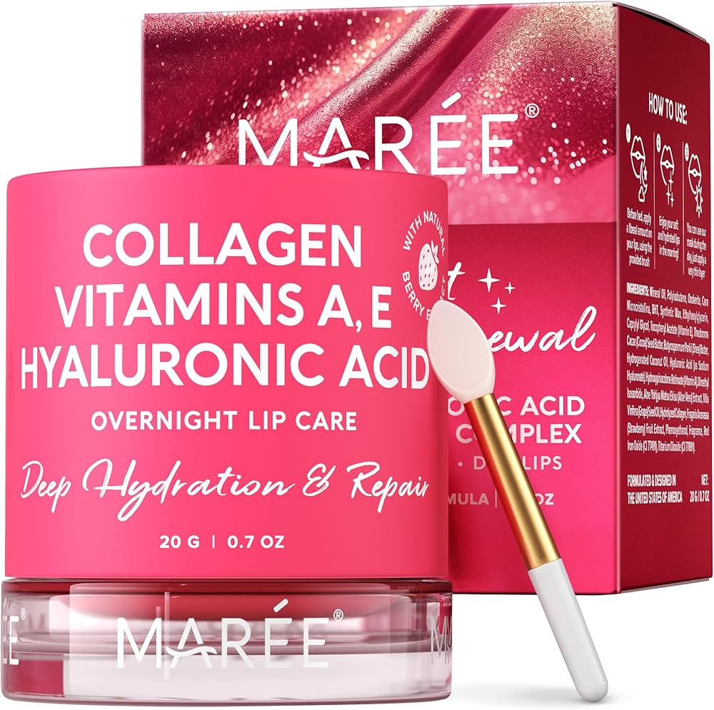 MAREE Lip Mask - Overnight Collagen Lip Scrub with Hyaluronic Acid & Coconut Oil to Nourish & Hyd... | Amazon (US)