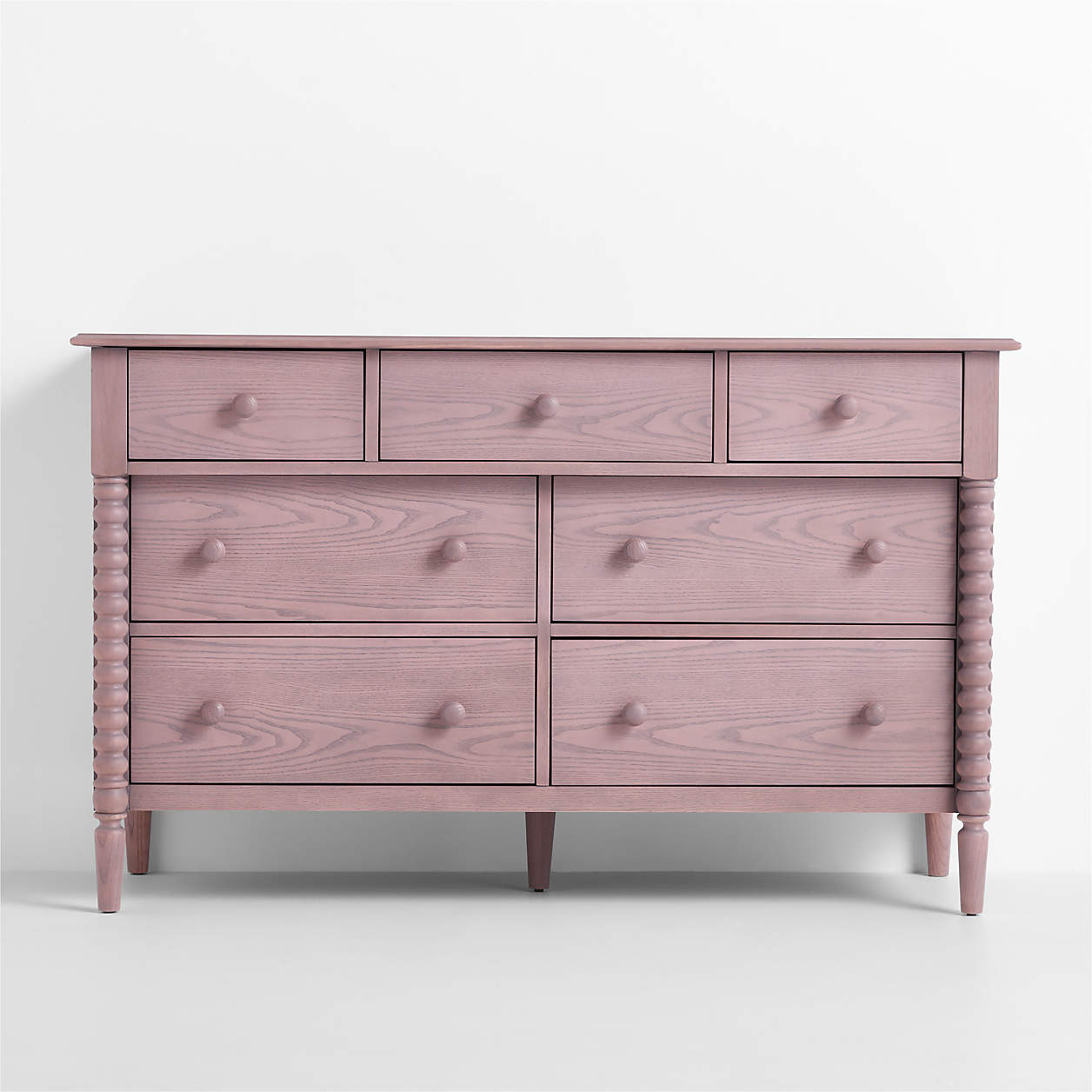 Jenny Lind 54" Dyed Lilac Rose Wood Wide 7-Drawer Kids Dresser + Reviews | Crate & Kids | Crate & Barrel