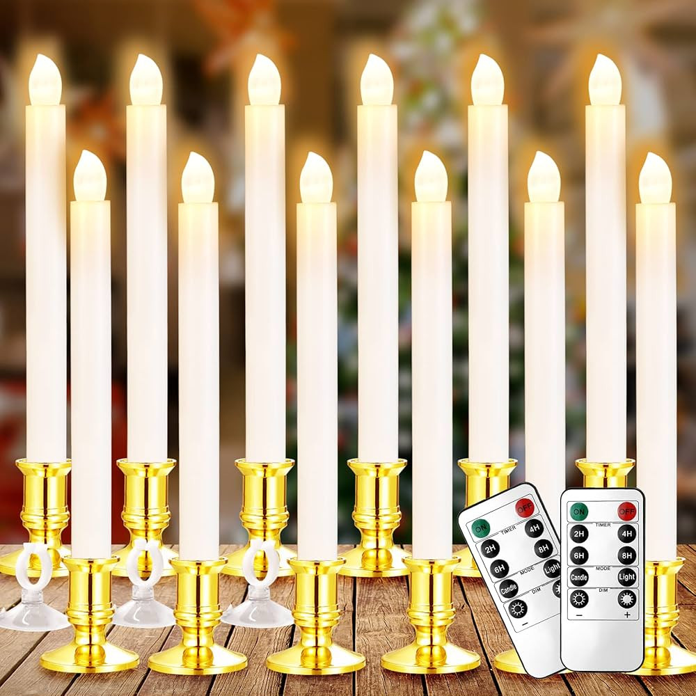 YAUNGEL Window Candles, 12 Pack LED Battery Operated Christmas Candles for Windows with Remote Ti... | Amazon (US)
