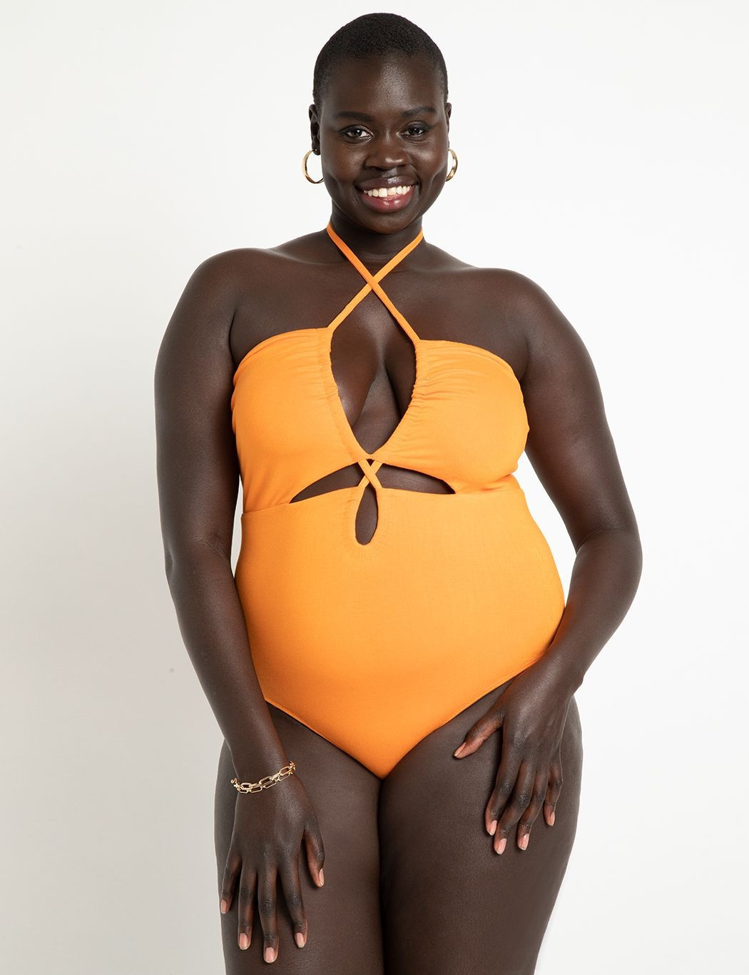 Cutout Bodysuit with Halter Ties | Women's Plus Size Tops | ELOQUII | Eloquii