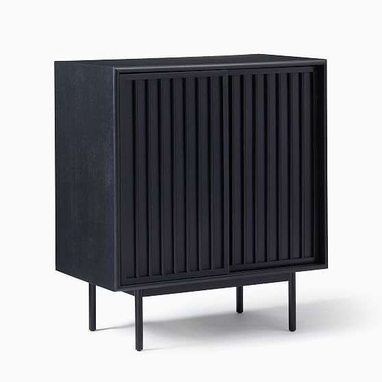 Slatted 32"" Bar Cabinet Black, Dark Bronze | West Elm (US)