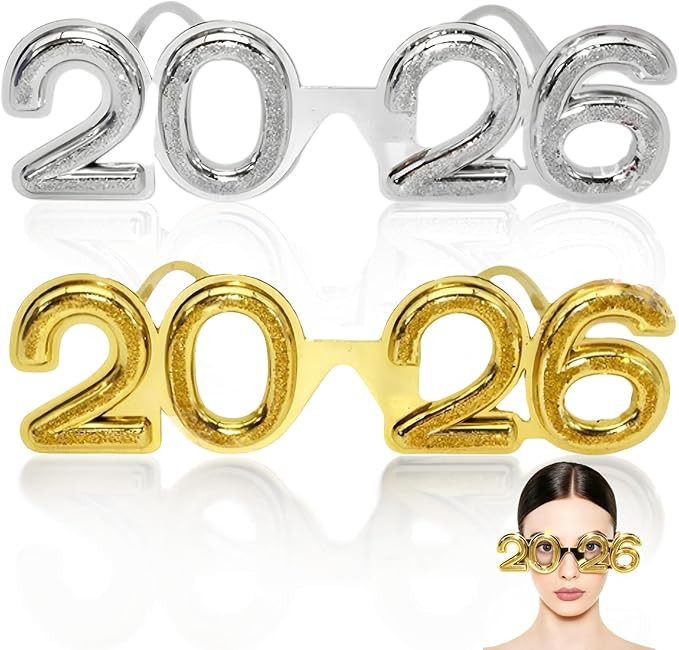 2 Pcs 2026 New Years Eve Glasses New Years Eve Party Supplies 2026 Glitter Number Glasses Costume... | Amazon (US)