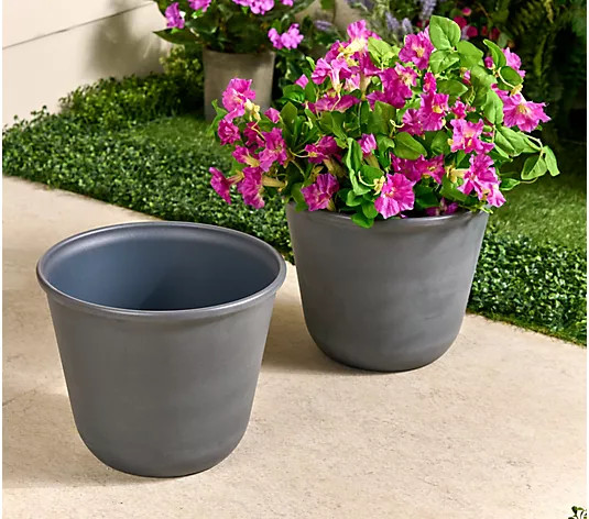 ATLeisure Set of 2 14" Diameter ILLUSION Resin Planters - QVC.com | QVC