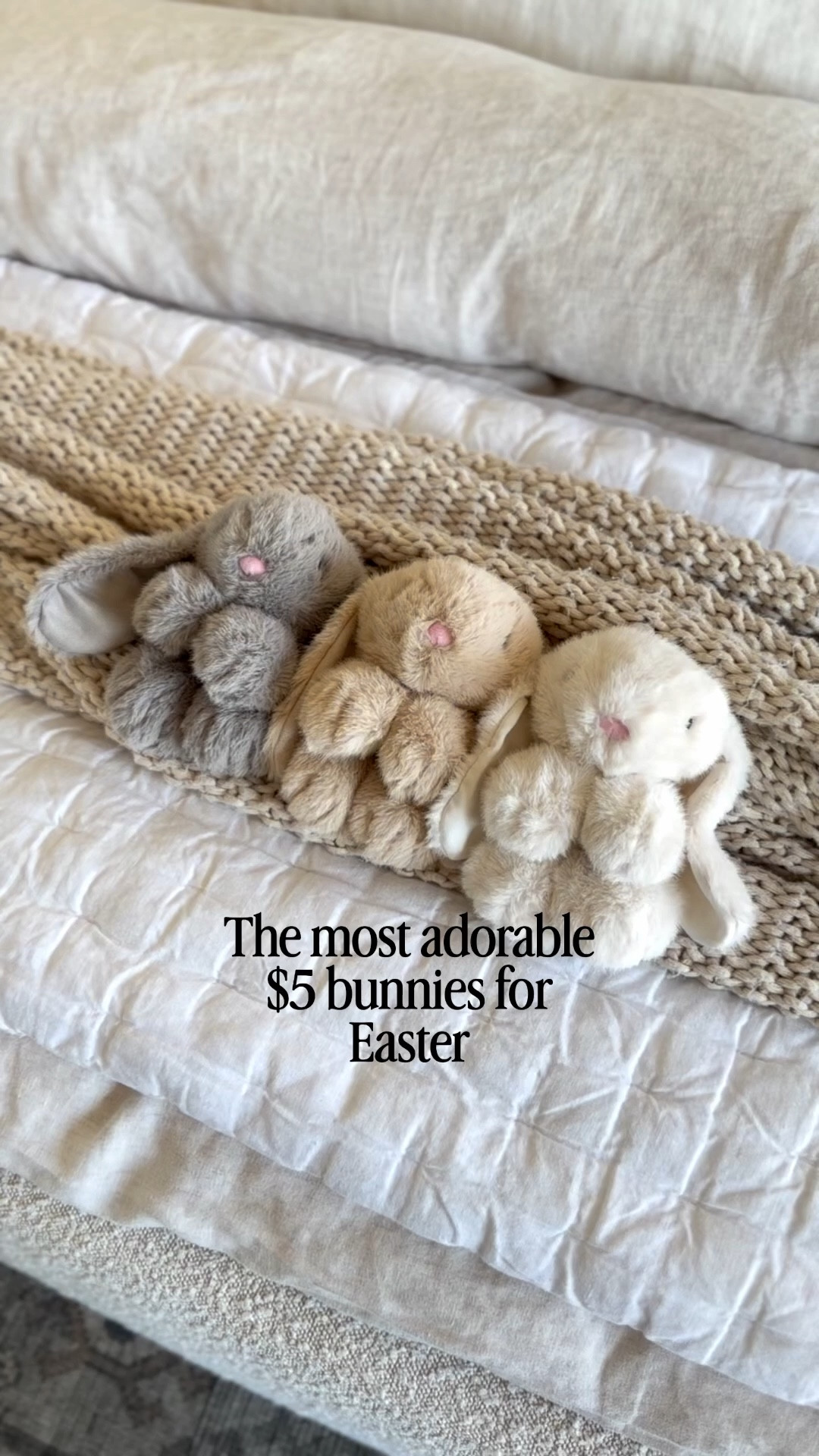 The cutest bunnies for Easter, perfect size for an Easter basket. Also comes in pink, blue and purple. Cuter and softer than Jellycat IMO 😉

#easter #easterbasket #easterideas

#LTKKids #LTKHome #LTKSeasonal