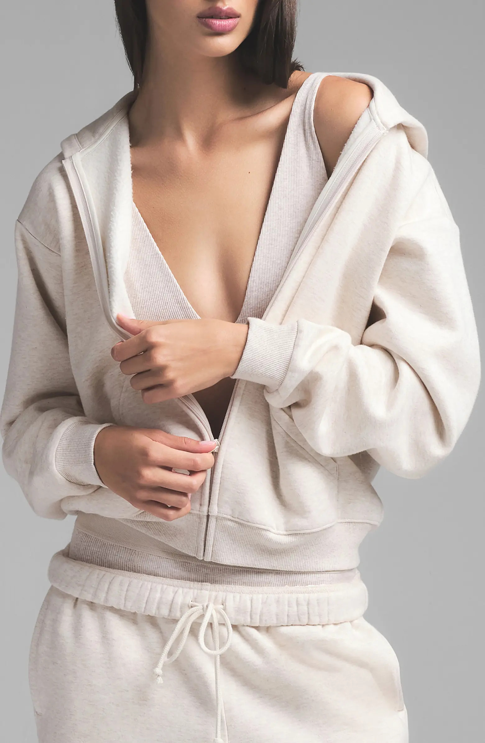 SKIMS Cotton Blend Classic Fleece Zip-Up Hoodie | Nordstrom | Nordstrom