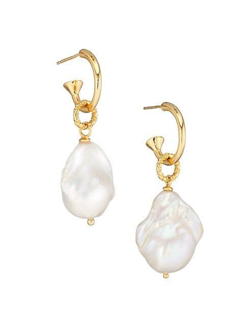 Zaya Saffron 24K Gold-Plated & Pearl Drop Earrings | Saks Fifth Avenue