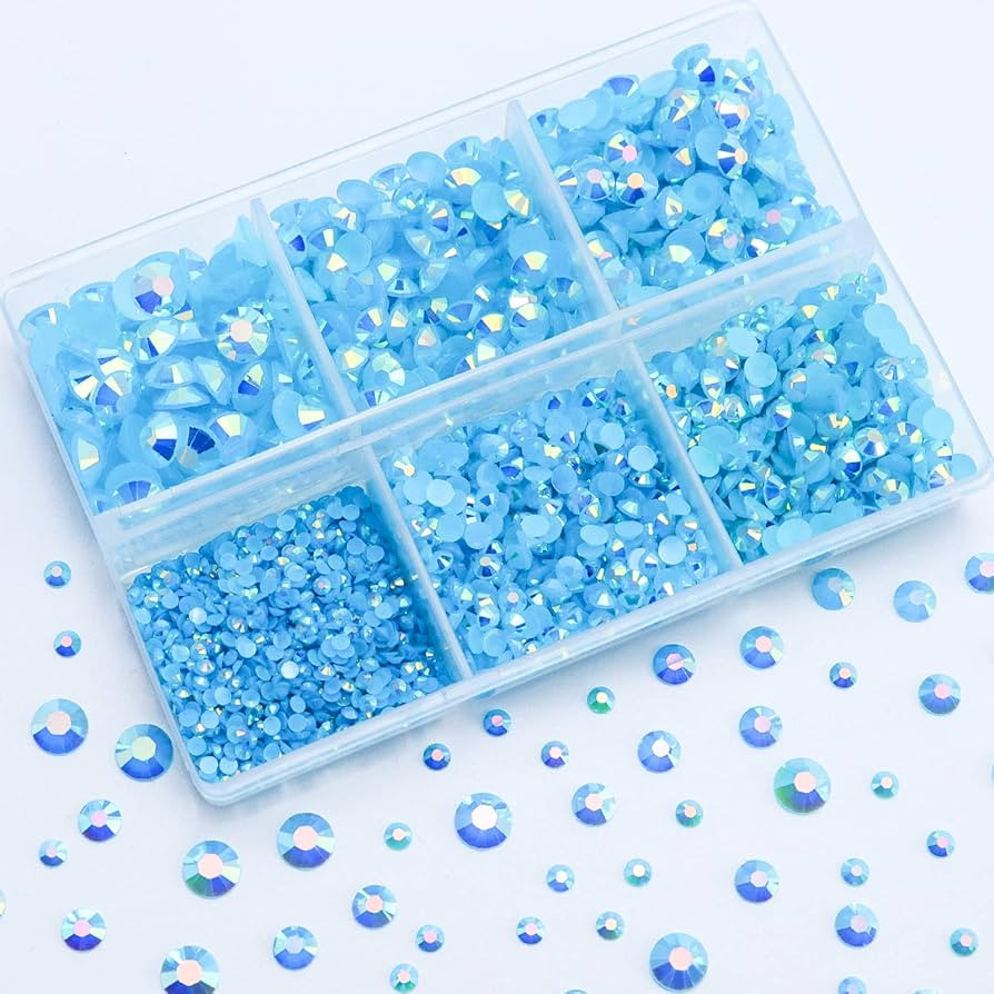 3000PCS Resin Flatback Rhinestone, 2mm 3mm 4mm 5mm 6mm Lake Blue AB Flatback Jelly Resin Rhinesto... | Amazon (US)