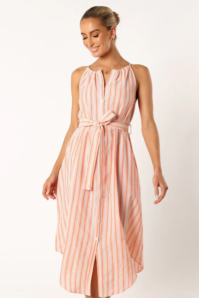 Arabella Midi Dress - Orange Stripe | Petal & Pup (US)