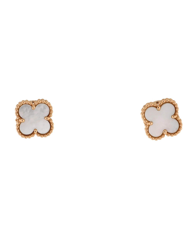 Pre-Owned Van Cleef & Arpels Sweet Alhambra Stud Earrings 18K Gold and Mother of Pearl | Bloomingdale's (US)