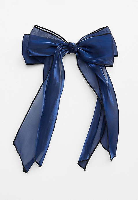 Navy Hair Bow Barrette | Maurices