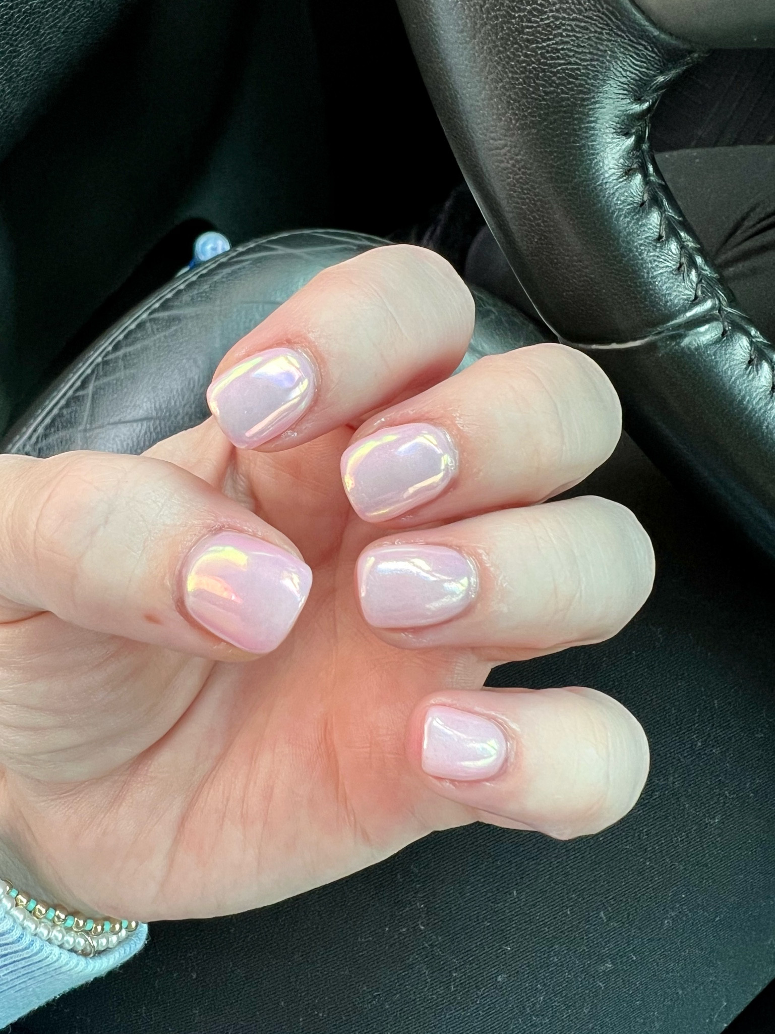 The most beautiful iridescent nail look! You literally buff the stuff on top of your gel nail polish before your top coat! 