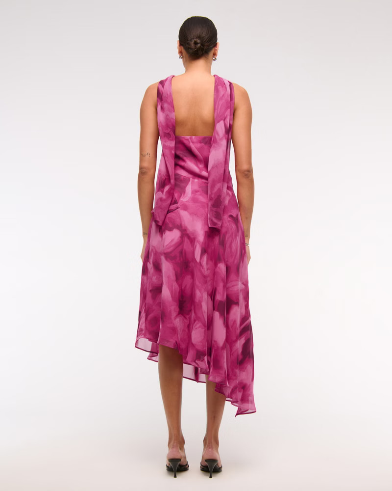 The A&F Julia Slip Scarf Asymmetrical Midi Dress | Abercrombie & Fitch (US)