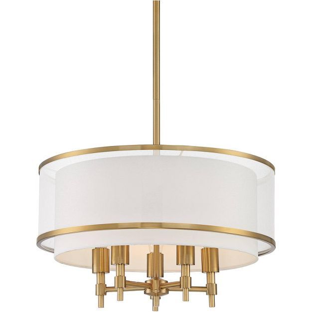 Possini Euro Design Antique Brass Finish Pendant Chandelier 21 1/4" Wide Modern Drum Shade 5-Ligh... | Target