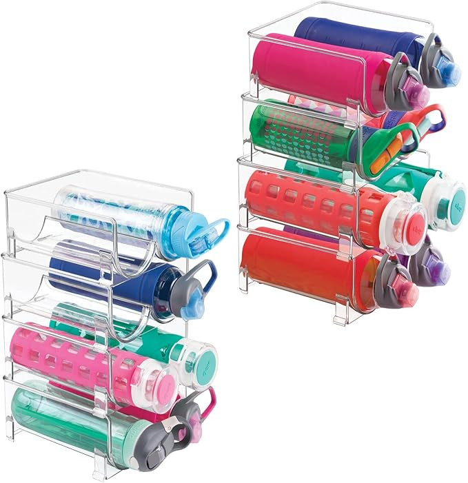 mDesign Plastic Stackable 2 Bottle Storage Holder Rack - Bottle Organizer for Home, Kitchen Count... | Amazon (US)