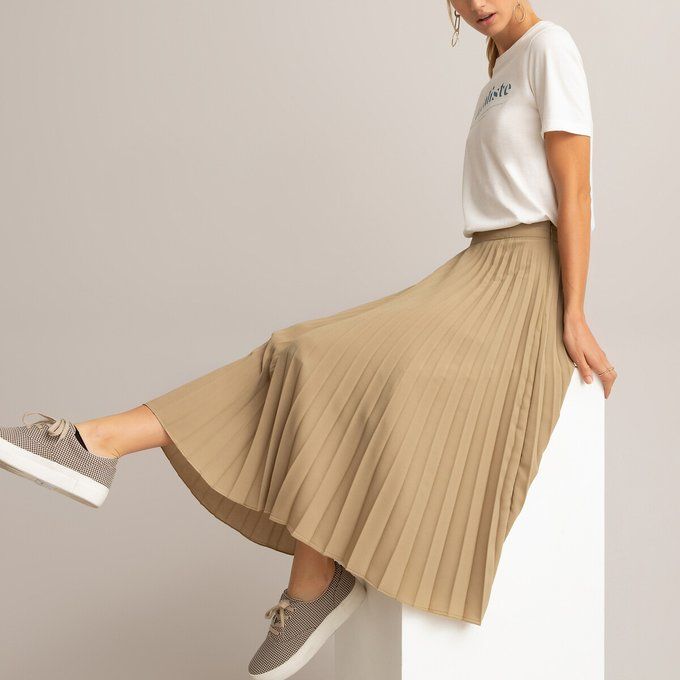Recycled Pleated Midi Skirt | La Redoute (UK)
