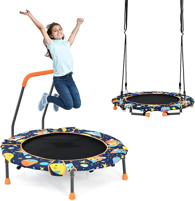 GYMAX 2 in 1 Tree Swing Trampoline, ASTM Approved Folding Hammock Saucer Tree Swing Bouncer with ... | Amazon (US)