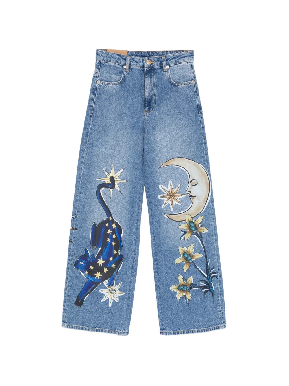 FARM Rio graphic-print wide-leg jeans - Blue | Farfetch Global