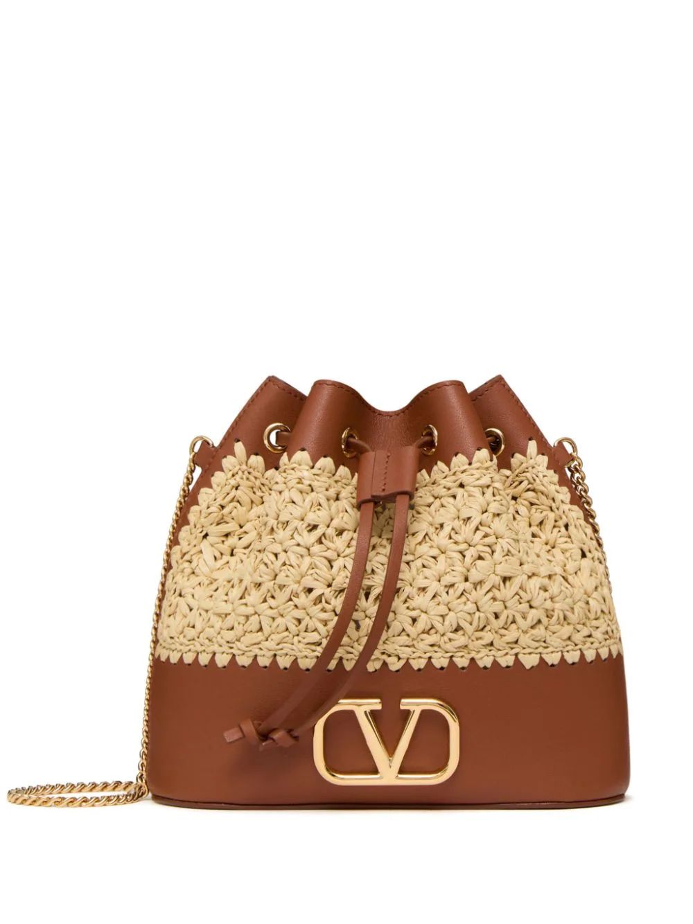 raffia leather bucket mini bag | Farfetch Global