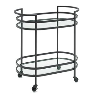 Crosley Furniture Bailey Modern Metal Bar Cart in Matte Black | Cymax