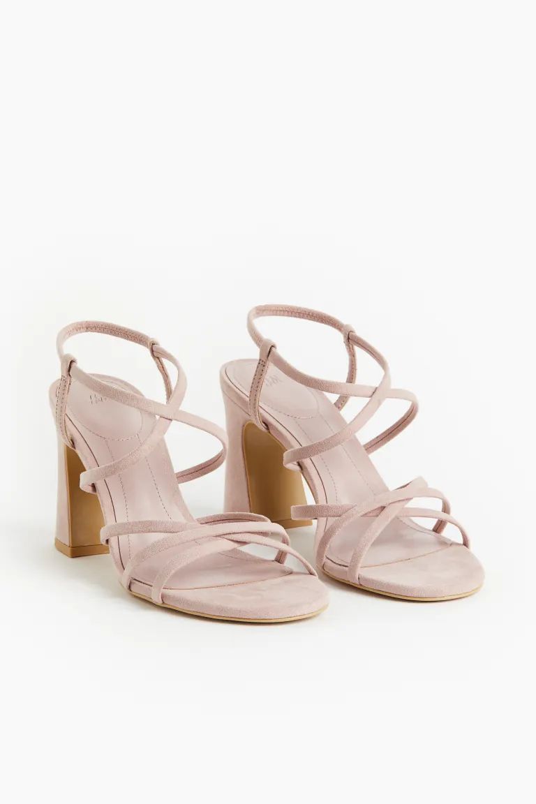 Strappy Heeled Sandals - Powder pink - Ladies | H&M US | H&M (US + CA)