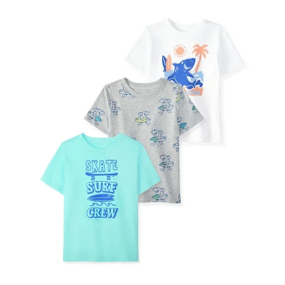 Garanimals Baby & Toddler Boy Cotton Short-Sleeve Graphic T-Shirts, 3-Pack, 0M–6T | Walmart (US)