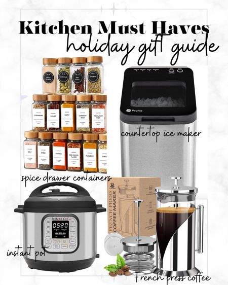Holiday gift guides for kitchen must haves! 
Nugget ice machine 
Spice organizer 
Instant pot 
French press coffee 

#LTKHoliday #LTKGiftGuide #LTKhome