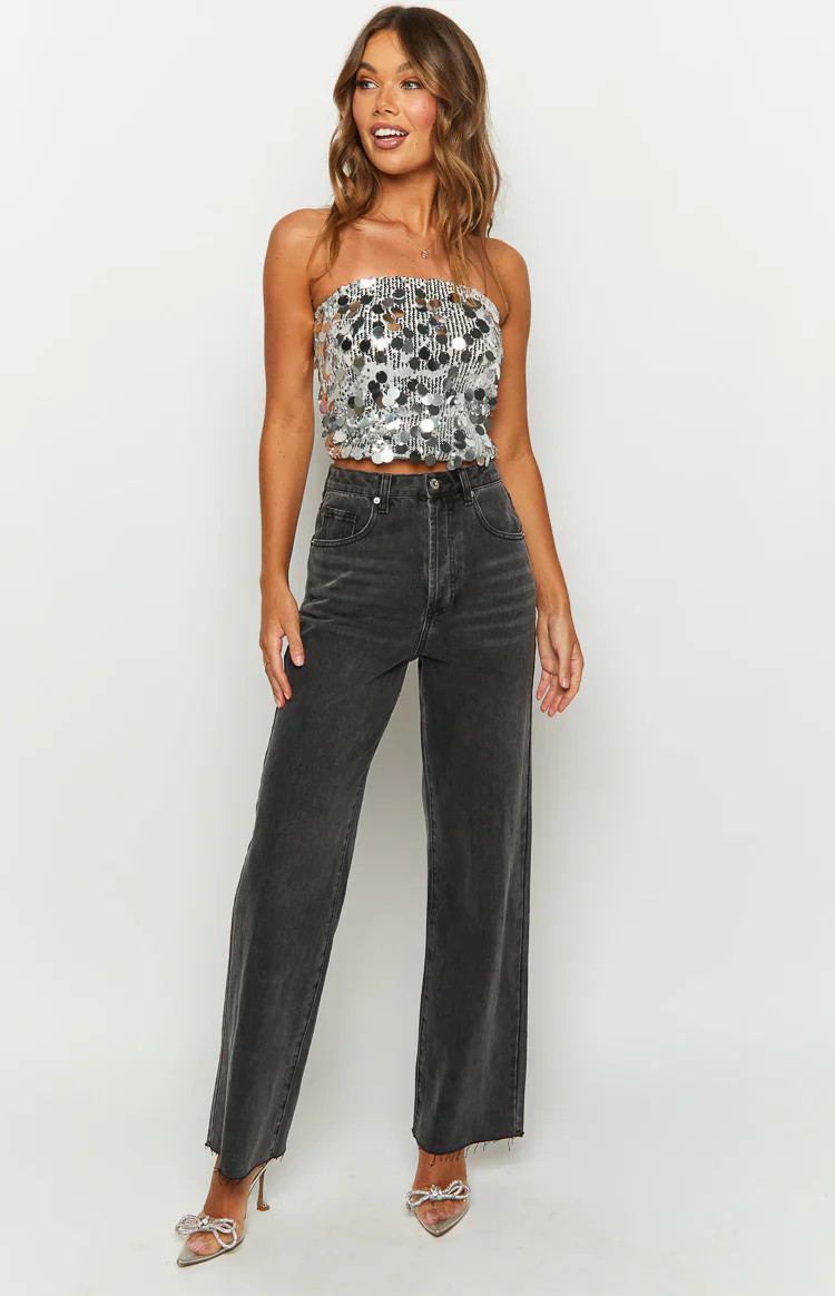 Essie Black Straight Leg Jeans | Beginning Boutique (US)