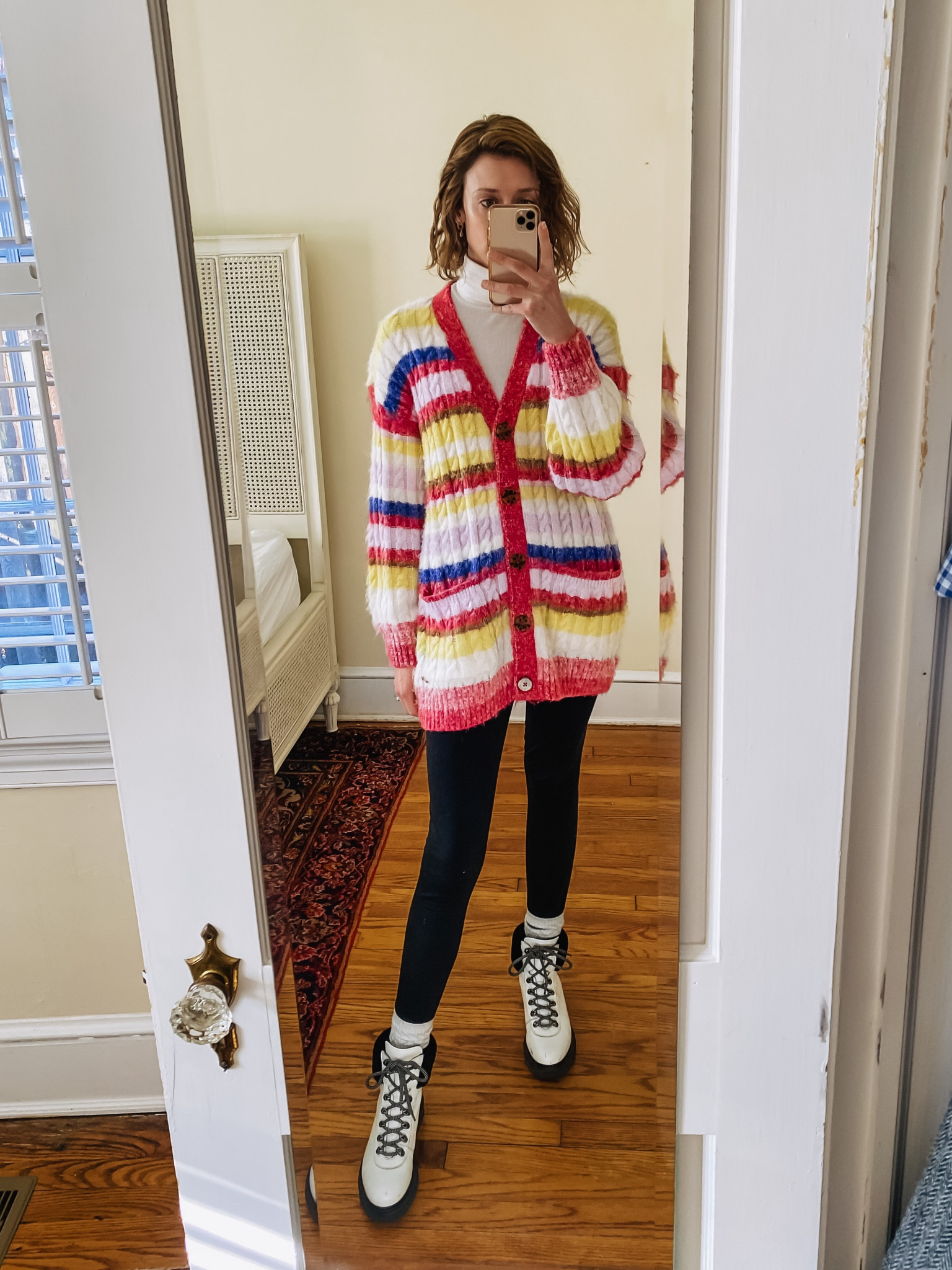 A fun colorful cardigan, fleece lined leggings and lace up winter boots! 

#LTKSeasonal #LTKstyletip #LTKHoliday