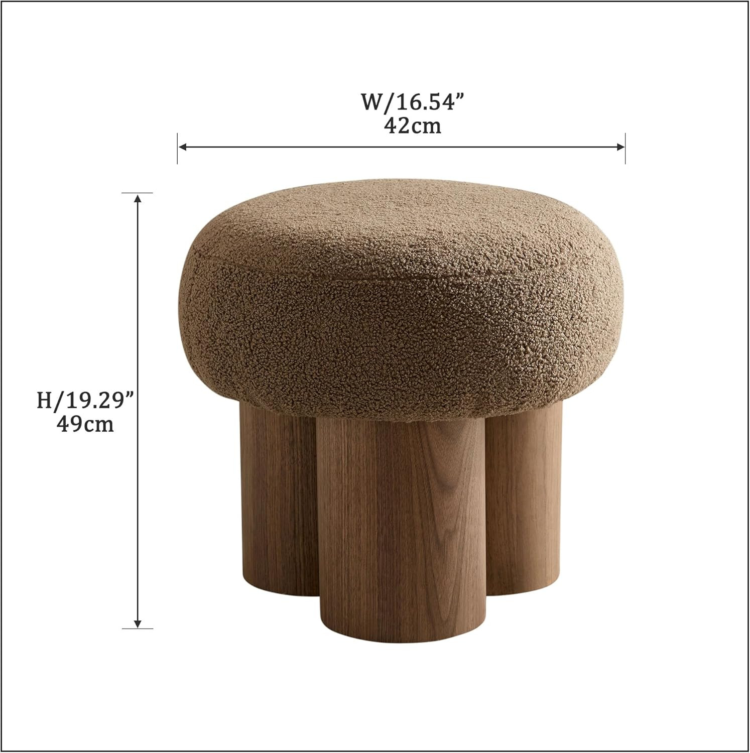 16.54''Mushroom Stool,Modern Fabric Ottoman Foot Rest,Teddy Round Foot Stool with Three Legs Unde... | Amazon (US)